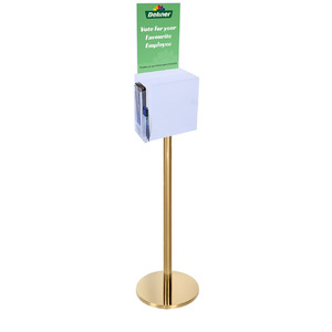Premium Frosted Suggestion Box with A4 Display on Gold Pole and Base