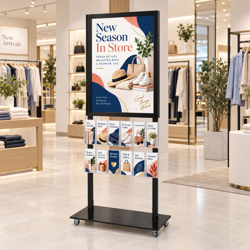 Tall Info Stand -  A1 Snap Frame with 12 DL Brochure Holders