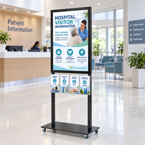 Tall Info Stand -  A1 Snap Frame with 4 A5 Brochure Holders