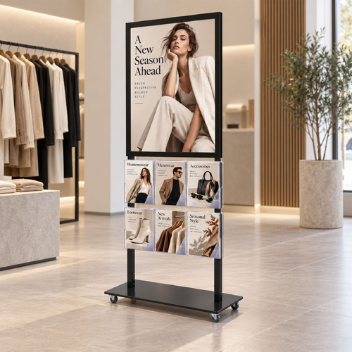 Tall Info Stand -  A1 Snap Frame with 6 A4 Brochure Holders 