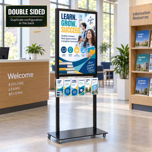 Tall Info Stand -  A1 Snap Frame with 6 DL Brochure Holders Double Sided