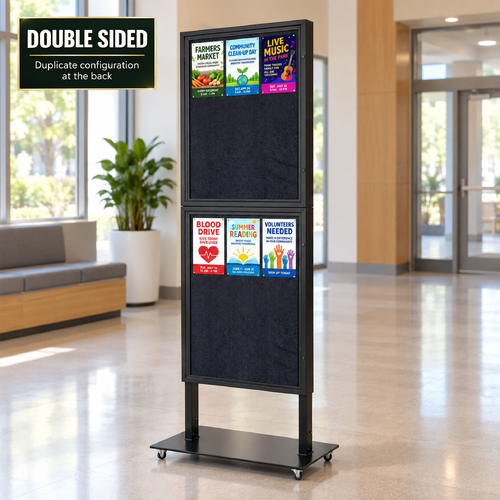 Tall Info Stand - with 2 x Felt Boards - DOUBLE SIDED