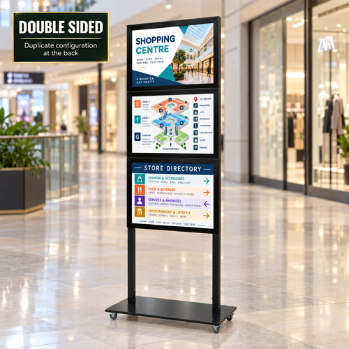 Tall Info Stand - with 3 x A2 Snap Frames Double Sided