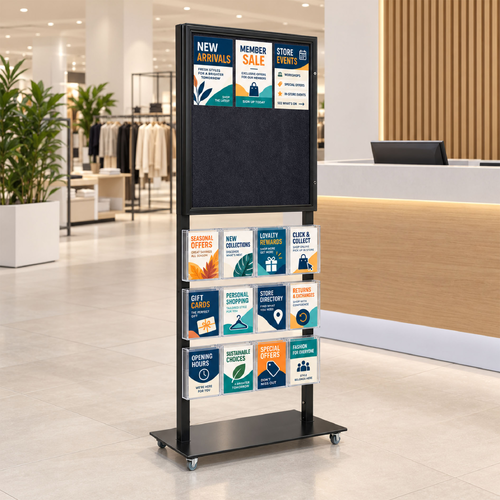 Tall Info Stand - 1 Felt Board  with 12 A5 Brochure Holders