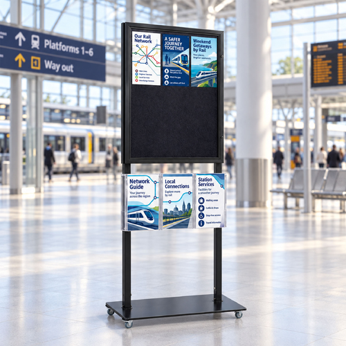 Tall Info Stand - 1 Felt Board with  3 A4 Brochure Holders