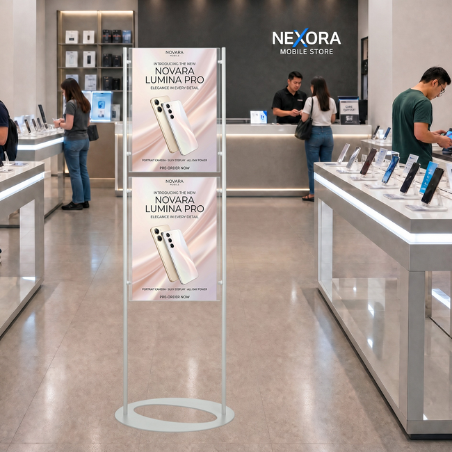 Premium Acrylic 1800mm Lobby Stand Holds 2 x A2 Poster Double Sided 