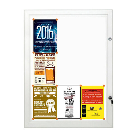  Silver Lockable Magnetic Notice Board (Holds 9 x A4 Sheets)
