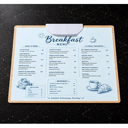 A4 Landscape Wood Menu Clip Board