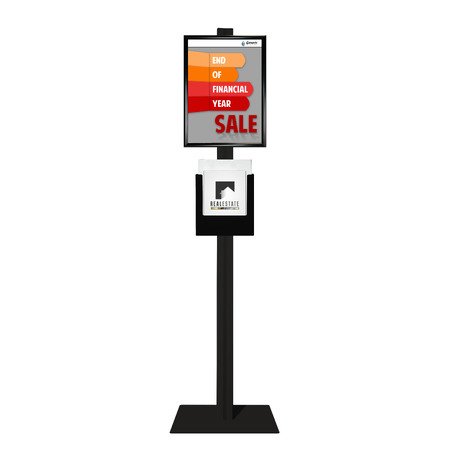 Black Retail Stand A3 Snap Frame and Black Steel Brochure Holder