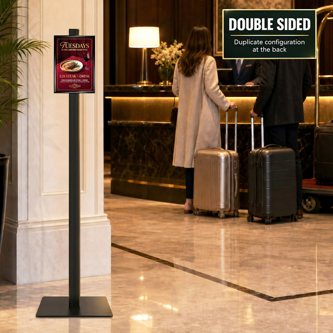 Black Retail Stand with A4 Snap Frame Double Sided