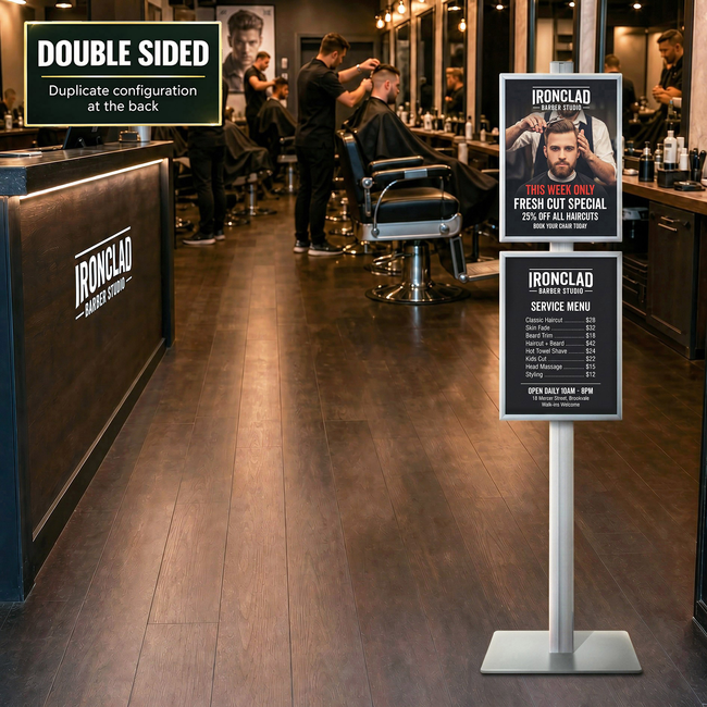 Retail Stand with 2 x A3 Snap Frames Double Sided