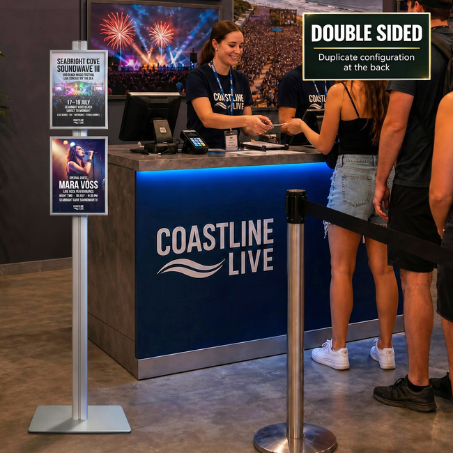 Retail Stand with 2 x A4 Snap Frames Double Sided