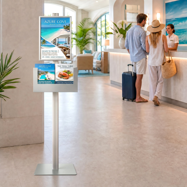 Retail Stand with A3 Snap Frame and A3 Brochure Holder