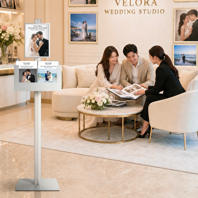 Retail Stand with A4 Snap Frame and A3 Brochure Holder