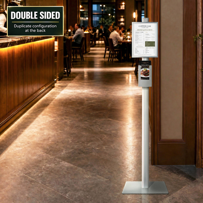 Retail Stand with A4 Snap Frame and DL Brochure Holder Double Sided