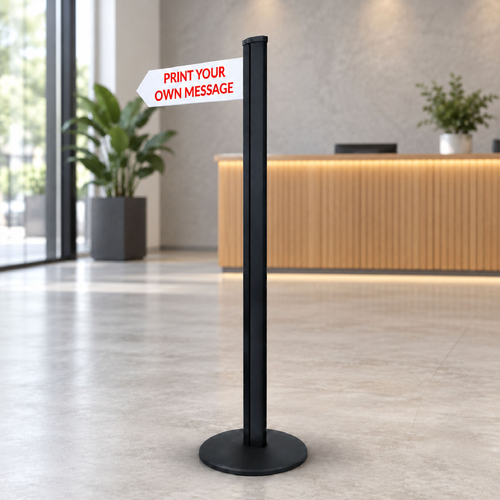 Direction Sign - 1 Arrow 1800mm Black Pole and Base 