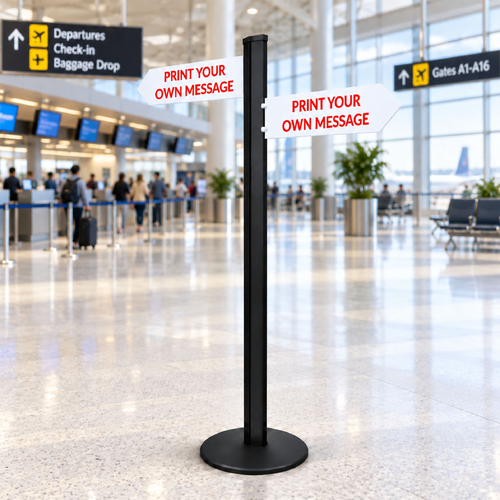 Direction Sign - 2 Arrows 1800mm Black Pole and Base 