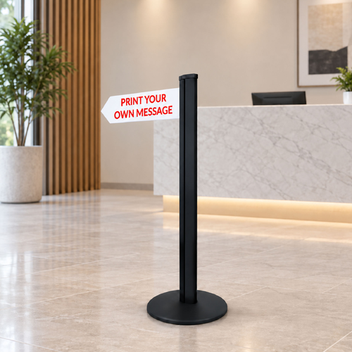 Direction Sign - 1 Arrow 1450mm Black Pole and Base 