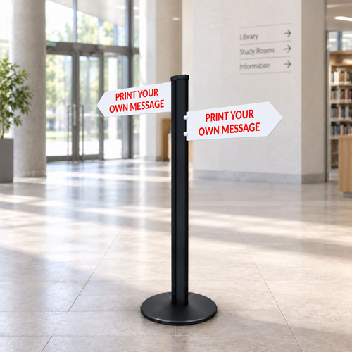 Direction Sign - 2 Arrows 1450mm Black Pole and Base 