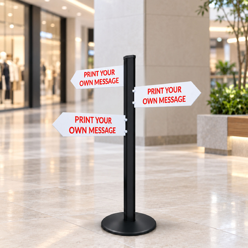 Direction Sign - 3 Arrows 1450mm Black Pole and Base 