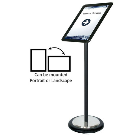 Black Ezi Pole A4 Round Corner Snap Frame with Wheel Base