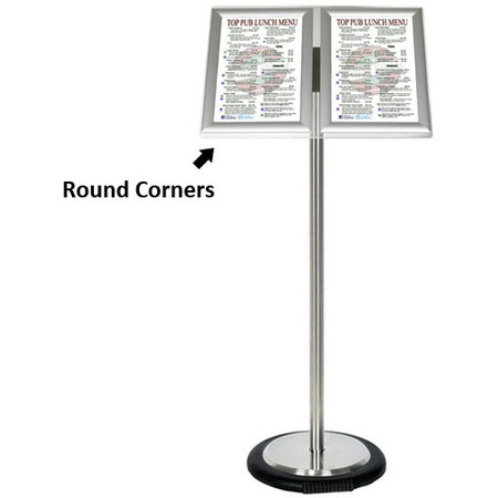 Ezi Pole with 2 A4 Portrait Square Cornered Snap Frames with Wheel Base