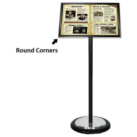 Black Ezi Pole with 1 A3 Landscape Square Cornered Snap Frames with Wheel Base