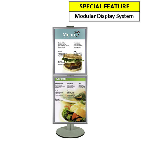 2 x A1 Poster Holder on Silver Combo Pole 1800mm High - Single Sided