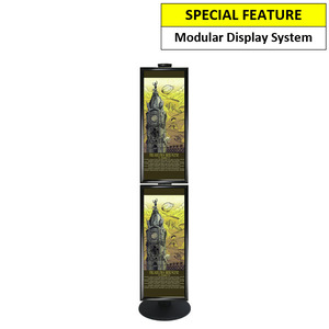 3 x Half A1 Poster Holders on Black Combo Pole 1800mm High - Double Sided
