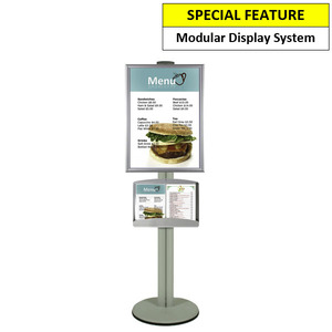 A1 Snap Frame and Brochure Tray Double Sided on 1.8m Silver Combo Pole
