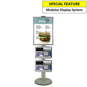 A1 Snap Frame and 2 Brochure Trays on 1.8m Silver Combo Pole