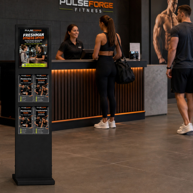 Totem Sign 1380mm Black - A4 Sign Double Sided 