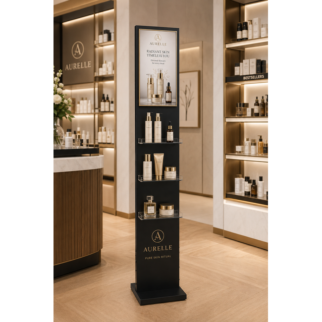 Totem Sign 1800mm Black - Shopfitter Customisable Display Stand