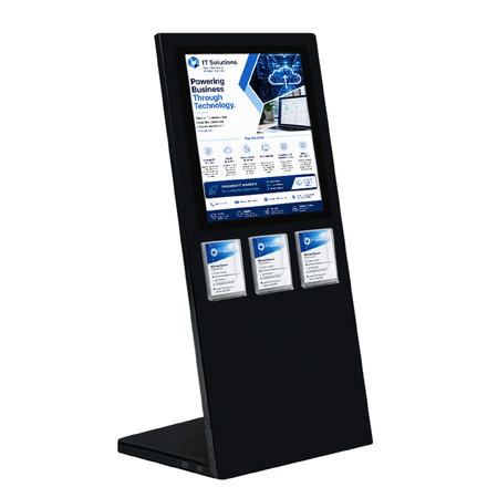 Black Table Information Stand - A4 Sign + 3 Business Card Holder