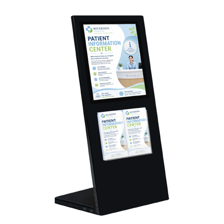 Black Table Information Stand - A4 Sign + 2DL Brochure Holder