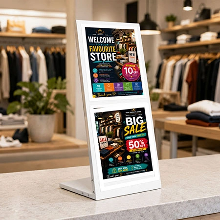 White Table Information Stand - 2 A4 Signs