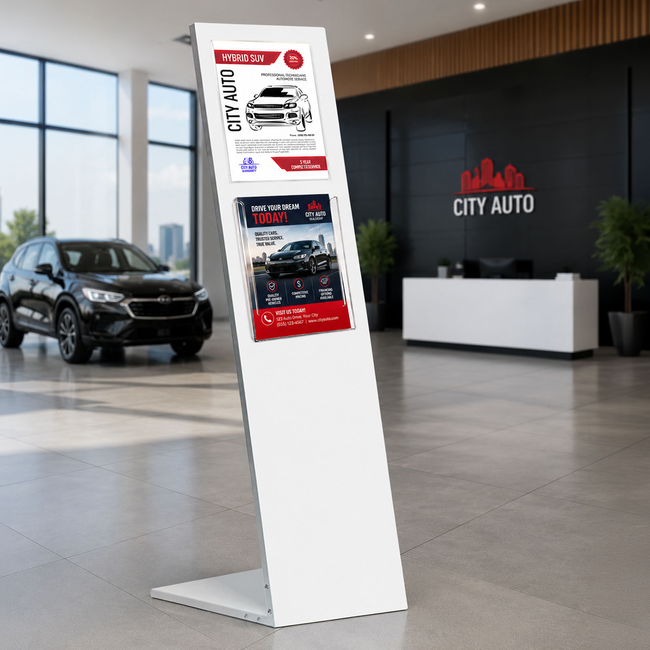 Mod Info Dislay White - A4 Sign and A4 Brochure Holder 