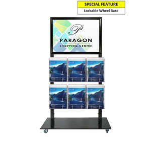Black Mall Stand - A2 Snap Frame and 6 A4 Brochure Holders