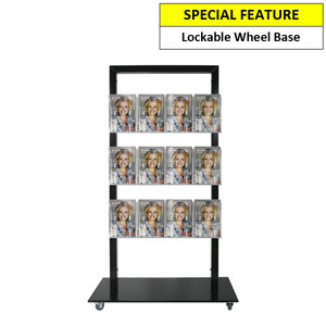 Black Mall Stand - 12 A5 Brochure Holders Double Sided