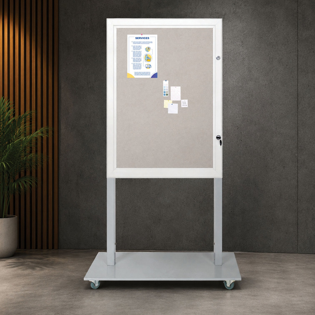 Silver Freestanding Felt Notice Board - Holds 4 x A4