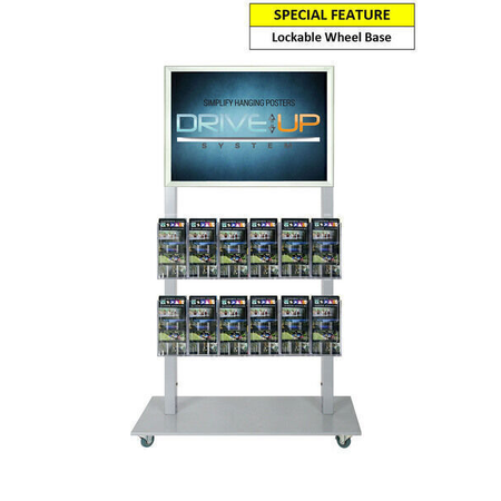 Silver Mall  Stand - A2 Snap Frame and 12 DL Brochure Holders