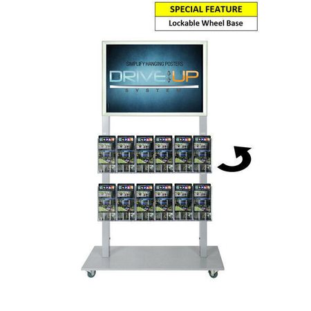 Silver Mall  Stand - A2 Snap Frame and 12 DL Brochure Holders Double Sided