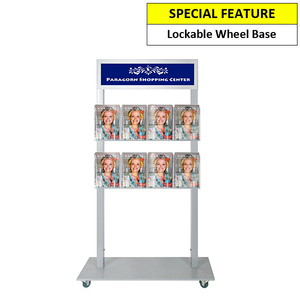 Silver Mall  Stand - Snap Header with 8 A5 Brochure Holders Double Sided 