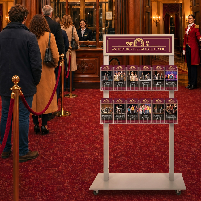 Silver Mall  Stand - Snap Header with 12 DL Brochure Holders 