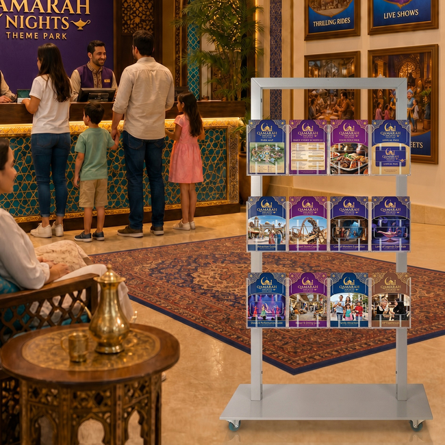 Silver Mall  Stand - Snap Header with 12 A5 Brochure Holders