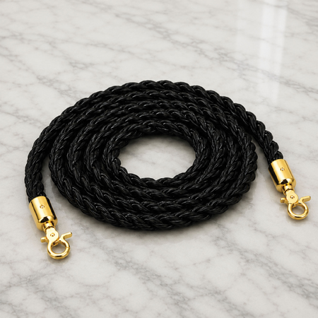 Black Cord for Gold Rope Queue Barrier Poles