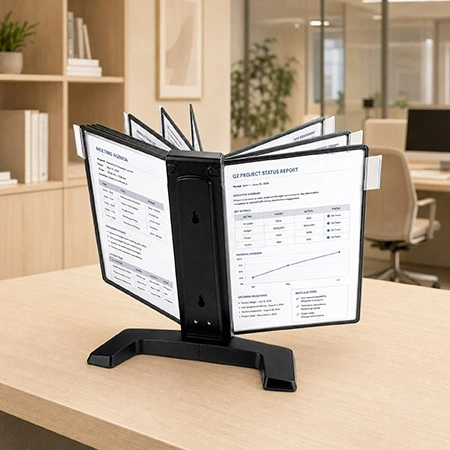 Table Top Reference Display A4 with 10 Pockets with 10 Index Tabs