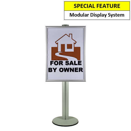 A1 Poster Holder on Siver Combo Pole 1450mm High - Double Sided