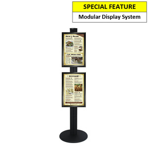 2 x A3 Poster Holder on Black Combo Pole 1450mm High - Single Sided