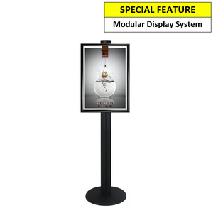 A2 Poster Holder on Black Combo Pole 1450mm High - Single Sided